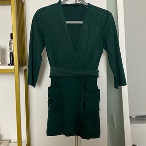 Long sleeve suede green romper